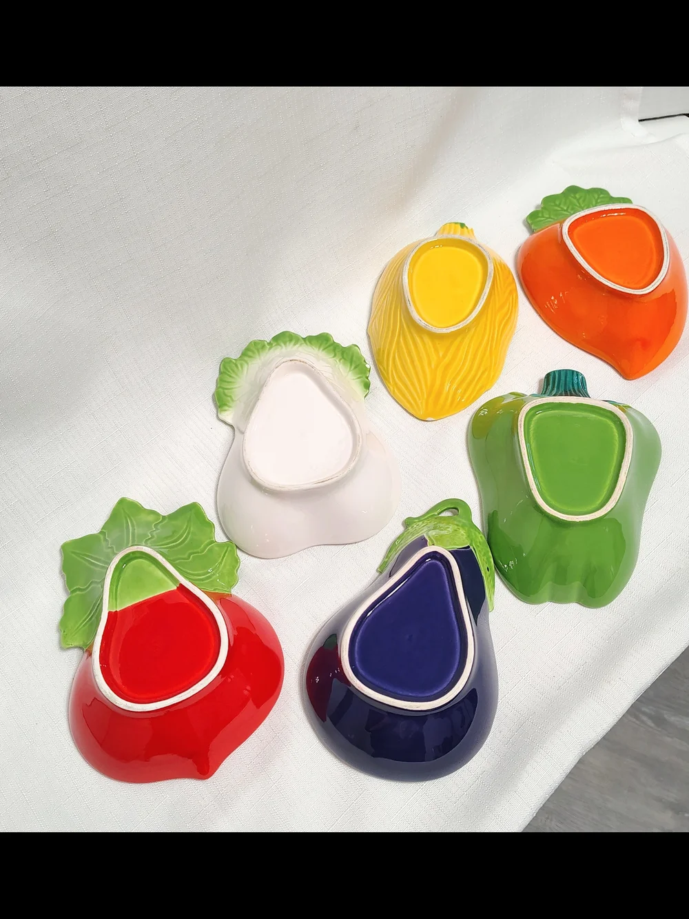 6 Piece Vintage 50s Vegetable Snack/Dip  Serving Dishes / Bowls Colorful Set